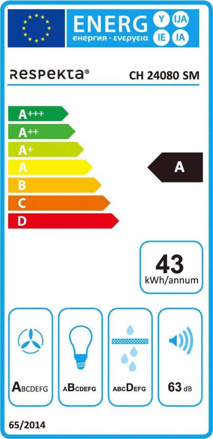 RESPEKTA Wandkap CH 24080 80 cm 3 vermogensniveaus led-verlichting geschikt voor afzuiging en recirculatie - Foto 8