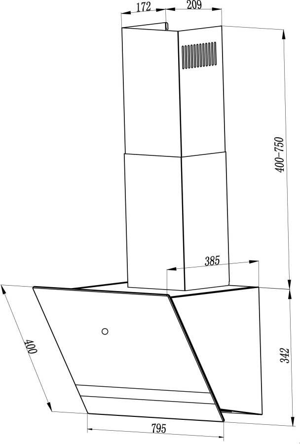 RESPEKTA Wandkap CH 24080 80 cm 3 vermogensniveaus led-verlichting geschikt voor afzuiging en recirculatie - Foto 6