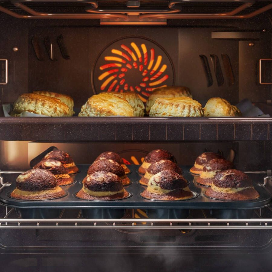 Samsung Inbouw pyrolyse oven NV7B6675CDN Dual Cook – Eén oven. Twee kookruimtes. Maximale flexibiliteit.