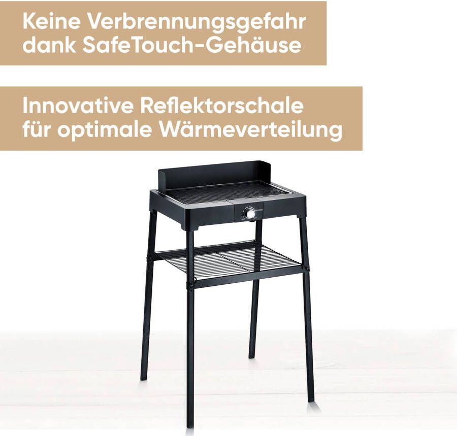 Severin Staande barbecue PG 8568 Elektrische grill met grillplaat als staande- of tafelgrill bruikbaar