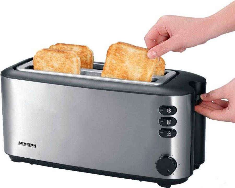Severin Toaster AT 2509 warmte-isolerend + dubbelwandige edelstalen behuizing opzethouder voor broodjes