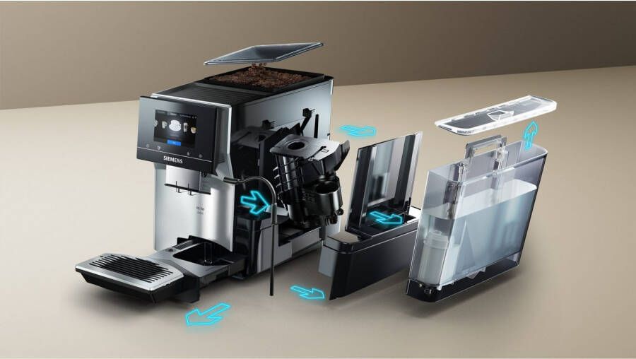 SIEMENS Volautomatisch koffiezetapparaat TP715D01 aromaselect 10 favorieten automatische stoomreiniging grijs