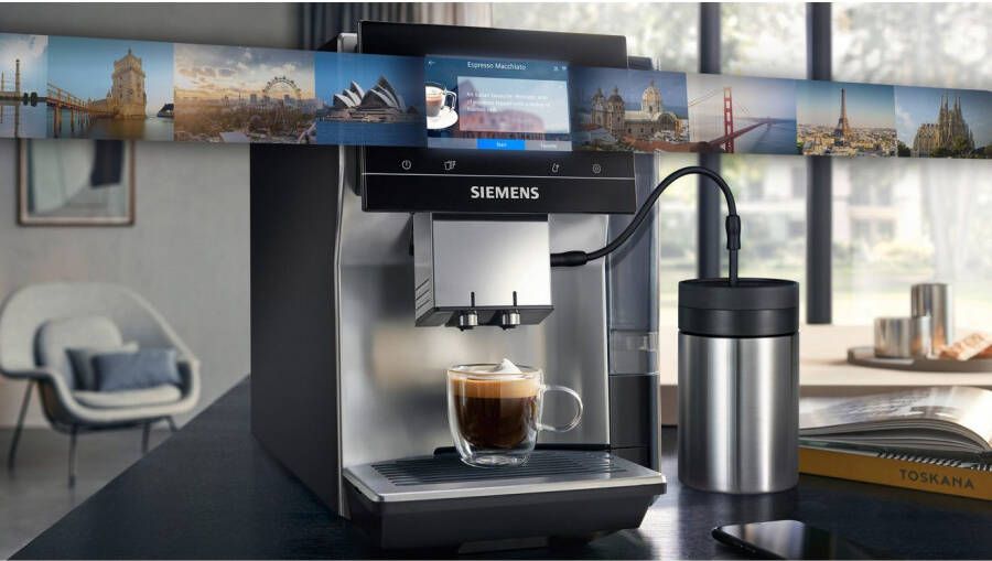 SIEMENS Volautomatisch koffiezetapparaat TP715D01 aromaselect 10 favorieten automatische stoomreiniging grijs