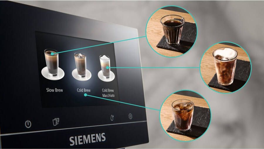 SIEMENS Volautomatisch koffiezetapparaat TP715D01 aromaselect 10 favorieten automatische stoomreiniging grijs