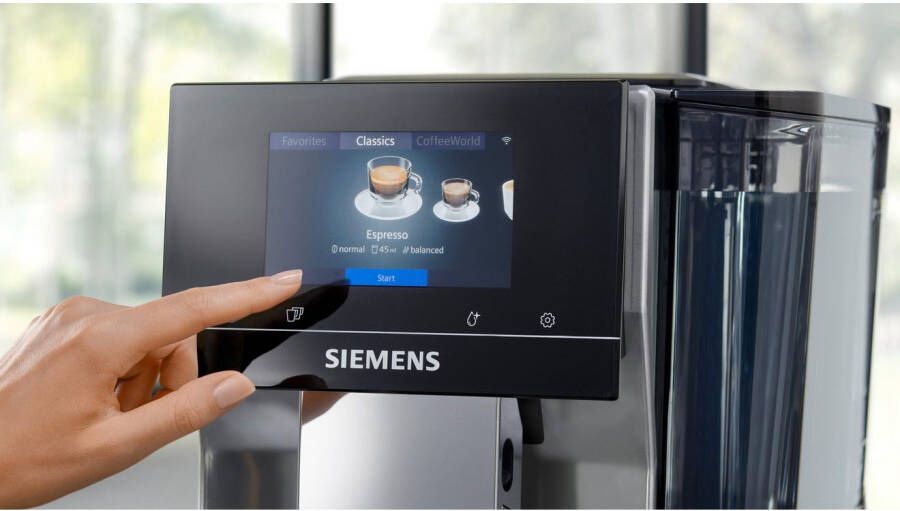 SIEMENS Volautomatisch koffiezetapparaat TP715D01 aromaselect 10 favorieten automatische stoomreiniging grijs