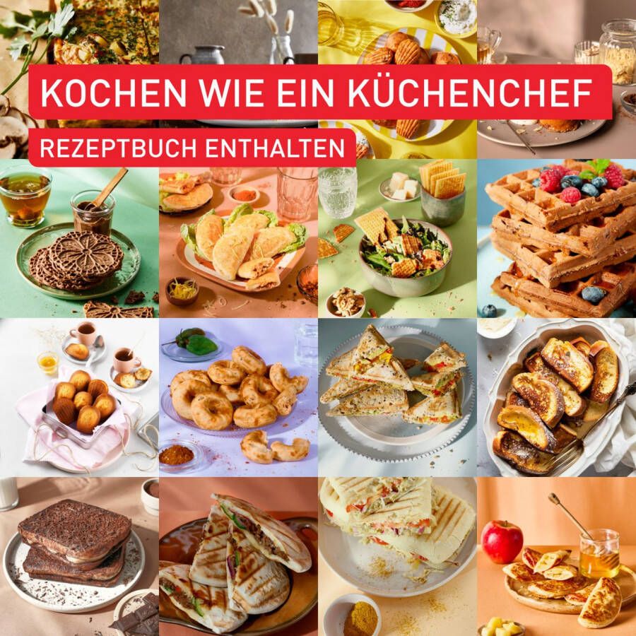 Tefal 2-in-1-sandwichmaker SW8674 Snack Collection Antiaanbaklaag verwisselbare plaatsets incl. receptenboek