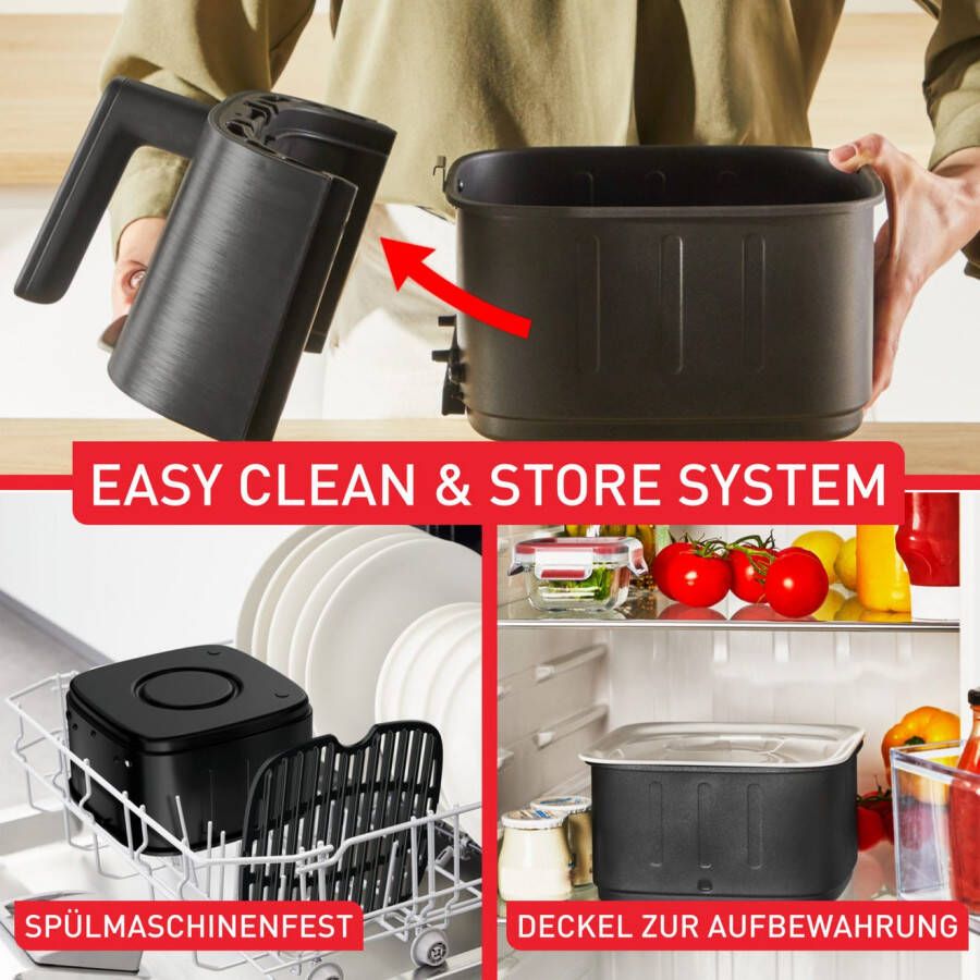 Tefal Airfryer EY5728 Easy Fry Smart & Silence Smart-Assist systeem met 55 programma's 40°C tot 220°C EY5728
