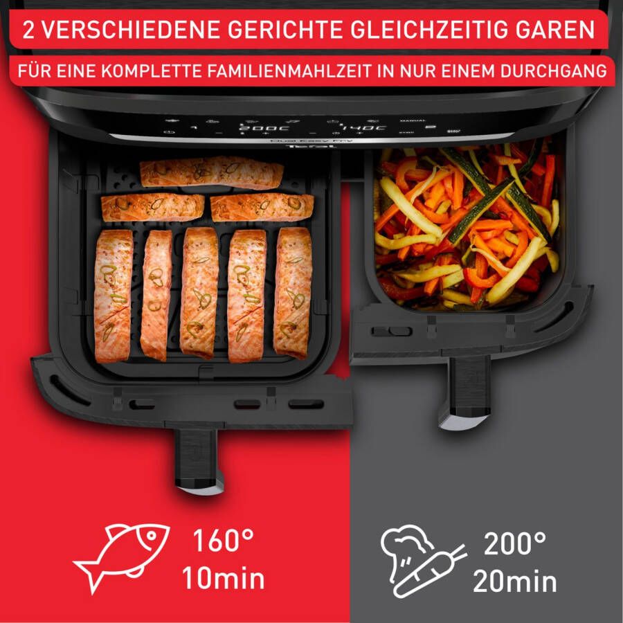 Tefal Airfryer EY9428 Dual Easy Fry XXL Heteluchtfriteuse dubbele kamer energie- & tijdbesparend EY9428