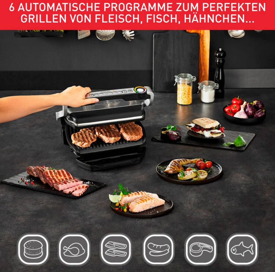 Tefal Contactgrill GC714D OptiGrill en inclusief snacking & baking accessoires