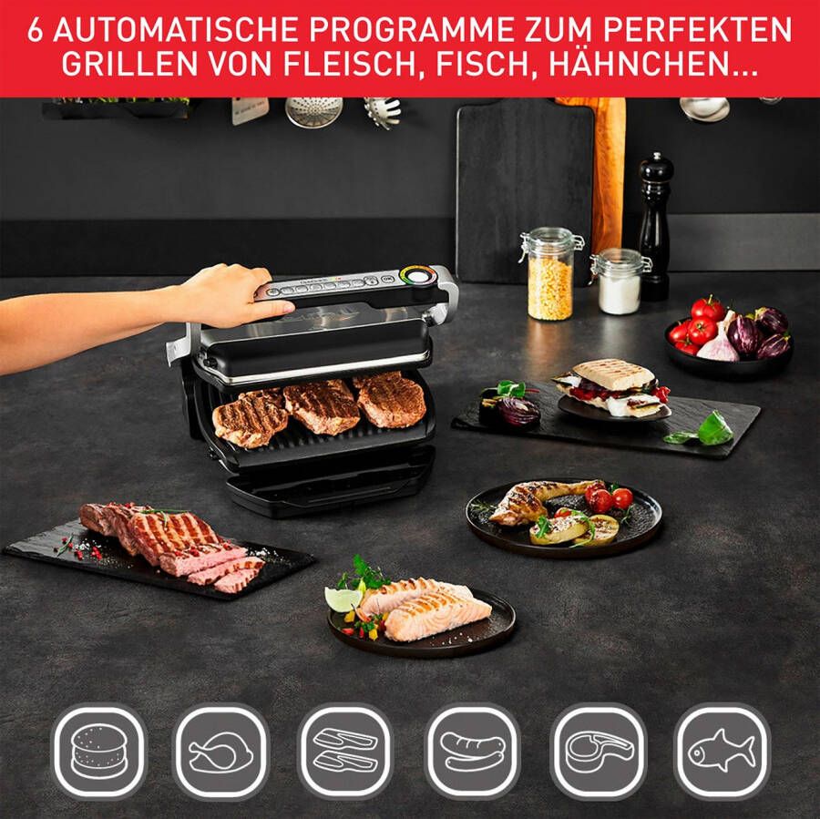 Tefal Contactgrill GC714D OptiGrill en inclusief snacking & baking accessoires