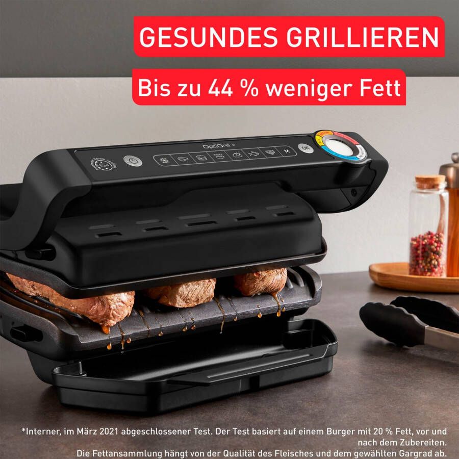 Tefal Contactgrill GC717810 OptiGrill+ vernieuwde kookniveau-indicator 6 automatische programma's inclusief receptenboek