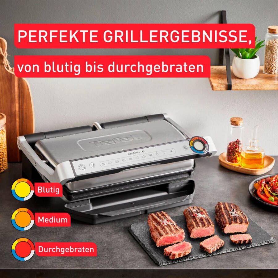 Tefal Contactgrill GC727D OptiGrill+ XL vernieuwde kookniveau-indicator handmatig + 9 automatische programma's