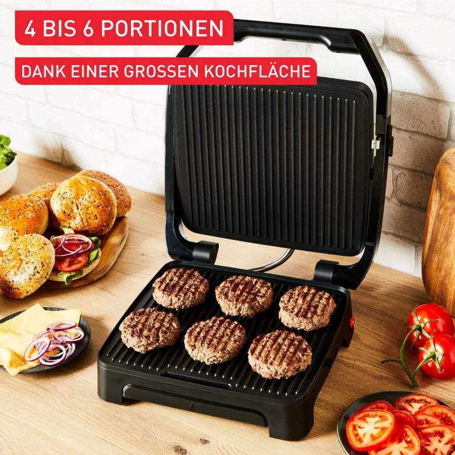 Tefal Contactgrill Inicio Classic 2-in-1 Panini Grill anti-aanbakplaten Plaatsbesparende opslag vaatwasmachinebestendige sap opvangschaal GC2718