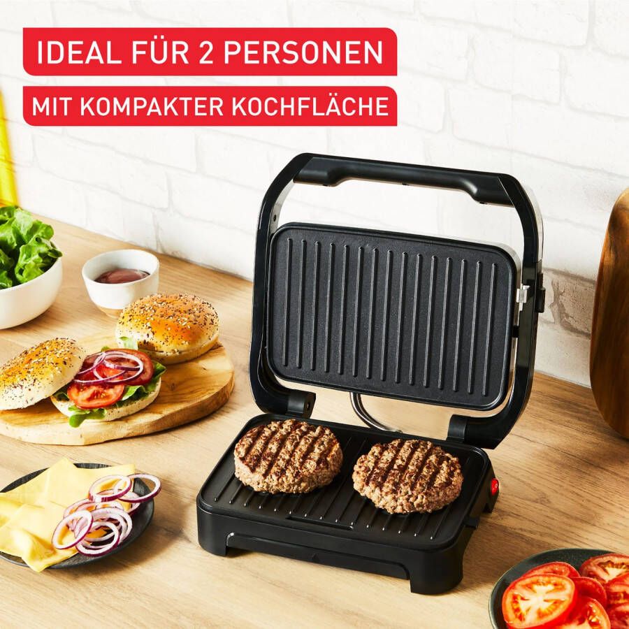 Tefal Contactgrill Inicio Compact 2-in-1 Panini Grill antihaftbeschichtetete Platten