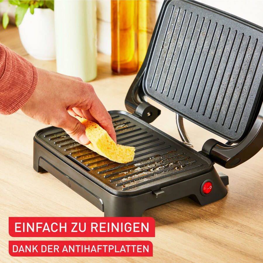 Tefal Contactgrill Inicio Compact 2-in-1 Panini Grill antihaftbeschichtetete Platten