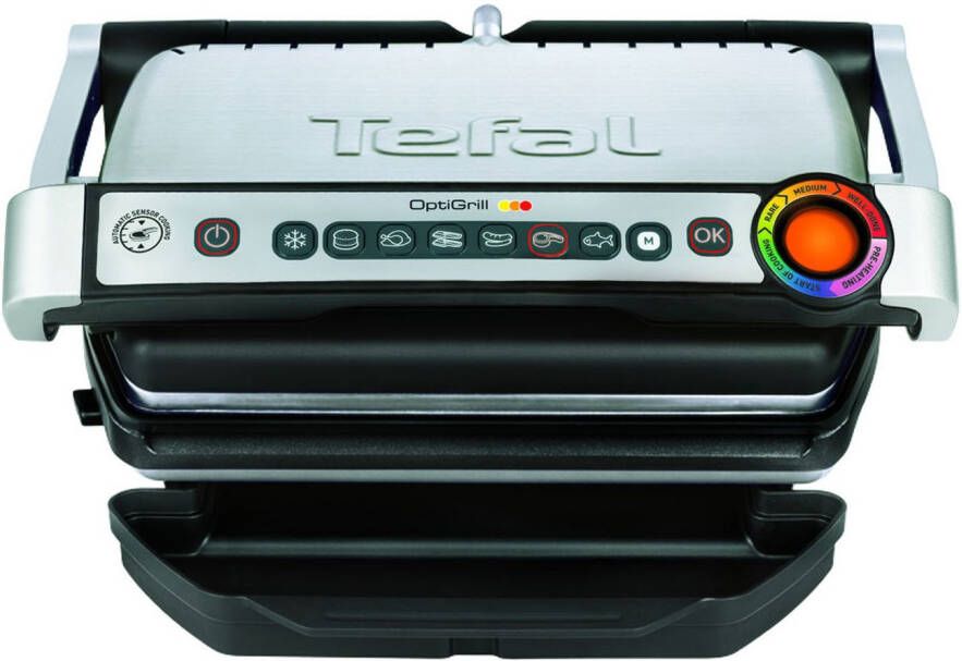 Tefal Contactgrill OptiGrill 6 automatische programma's één handmatig programma 6 programma s past temperatuur en grillcyclus aan het grillgerecht aan