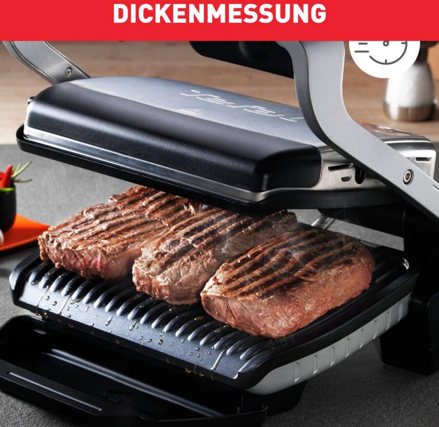 Tefal Contactgrill OptiGrill 6 automatische programma's één handmatig programma 6 programma s past temperatuur en grillcyclus aan het grillgerecht aan