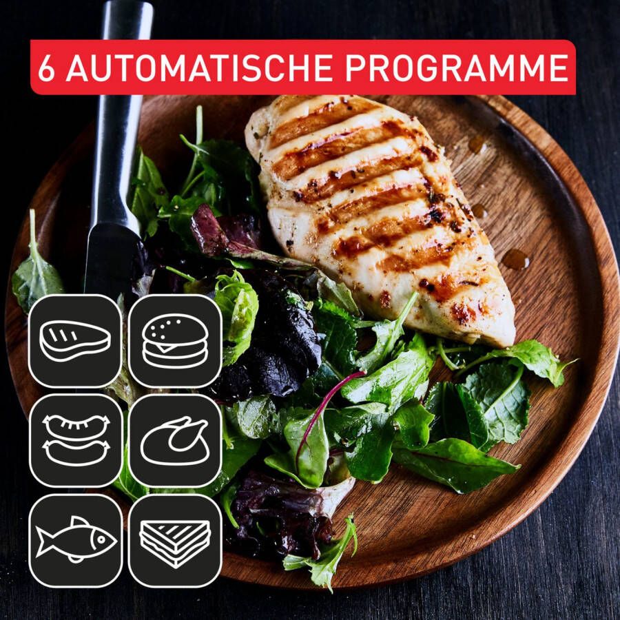 Tefal Contactgrill OptiGrill+ erneuerte Kochstufenanzeige 6 automatische Programme vernieuwde kookniveau-indicator 6 automatische programma's inclusief receptenboek