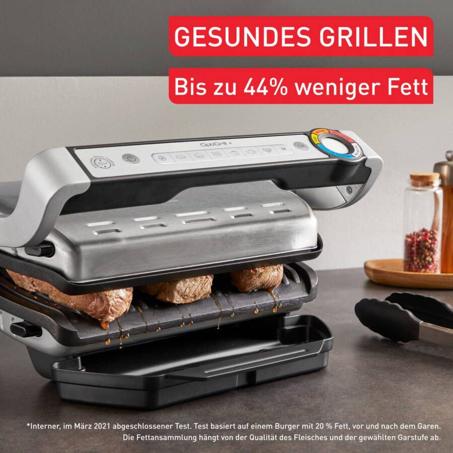 Tefal Contactgrill OptiGrill+ erneuerte Kochstufenanzeige 6 automatische Programme vernieuwde kookniveau-indicator 6 automatische programma's inclusief receptenboek