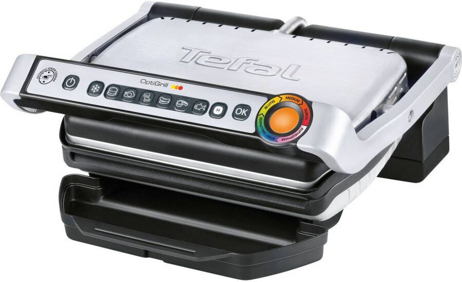 Tefal Contactgrill Optigrill GC705D 6 programma s past temperatuur en grillcyclus aan het grillgerecht aan