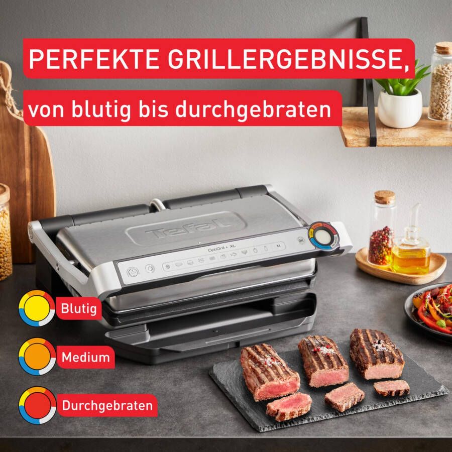 Tefal Contactgrill OptiGrill + XL vernieuwde kookniveau-indicator 9 automatische programma's