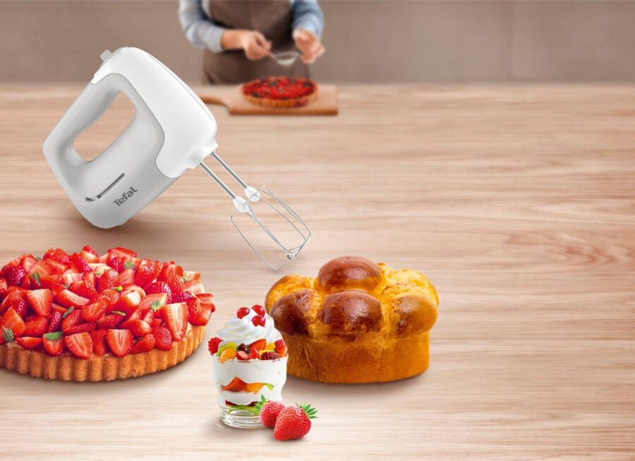Tefal Handmixer HT450B Prep'Mix 5 snelheden 2 gardes en 2 deeghaken van edelstaal