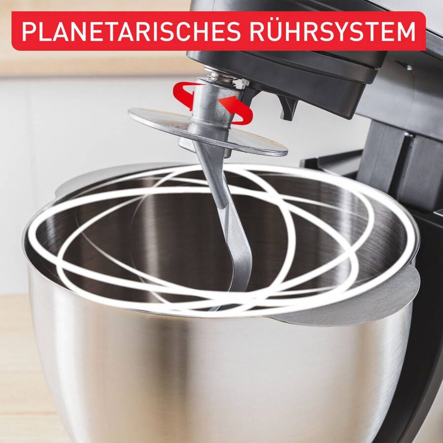 Tefal Keukenmachine QB525B Bake Partner duurzame metalen aandrijving planetair roersysteem