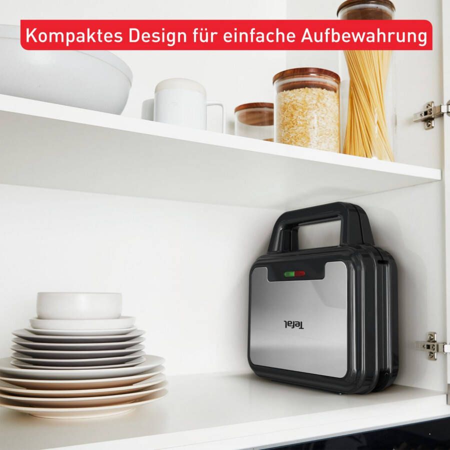 Tefal Sandwichmaker Ultracompact 3-in-1 Sandwich Wafel Panini anti-aanbaklaag