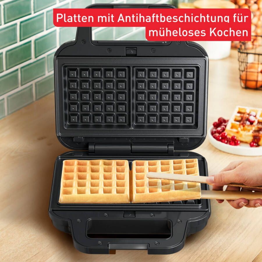 Tefal Sandwichmaker Ultracompact 3-in-1 Sandwich Wafel Panini anti-aanbaklaag