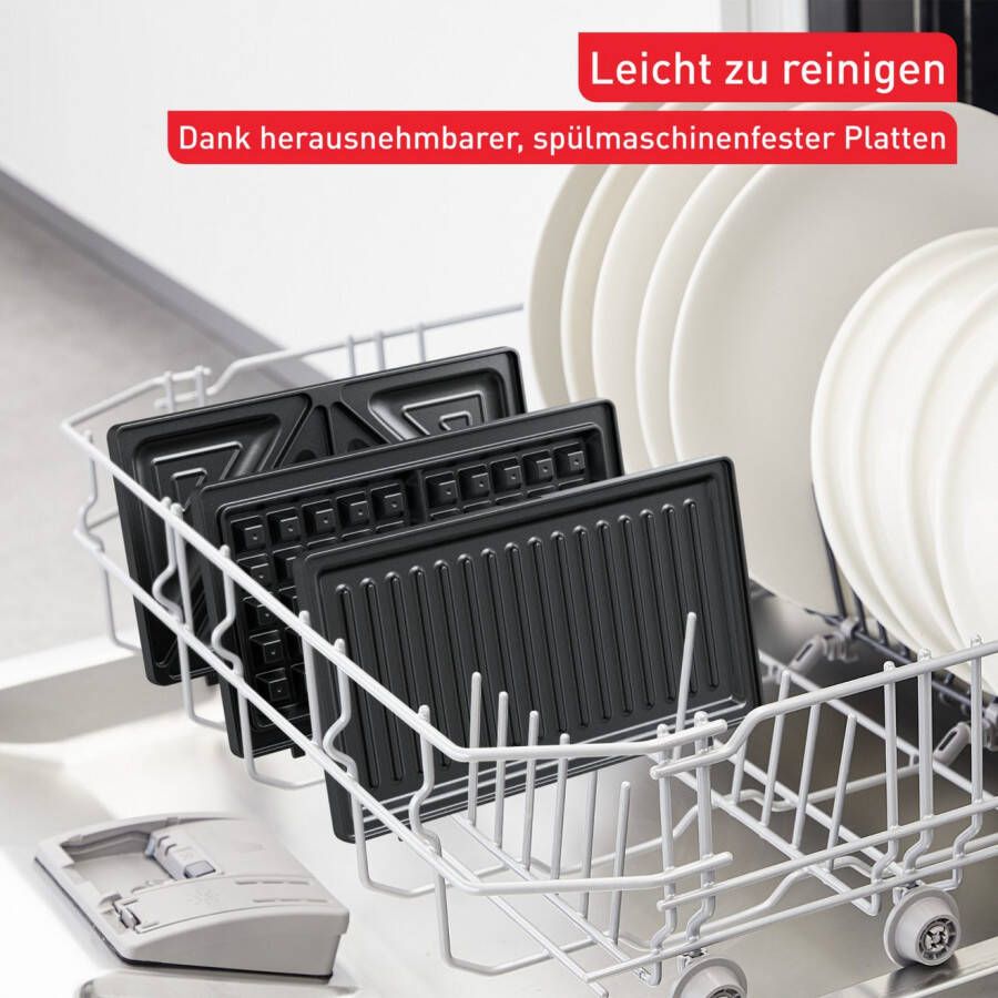 Tefal Sandwichmaker Ultracompact 3-in-1 Sandwich Wafel Panini anti-aanbaklaag