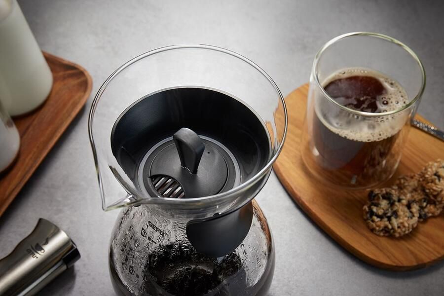 GEFU Cafetière BUTIO Roestvrij staalfilter hittebestendig glas 800 ml compact ontwerp