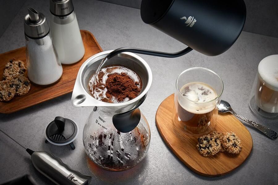 GEFU Cafetière BUTIO Roestvrij staalfilter hittebestendig glas 800 ml compact ontwerp - Foto 2