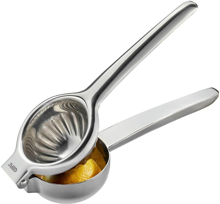 GEFU Citruspers Lemon efficiënt hefprincipe druppelvrije uitloop roestvrij staal