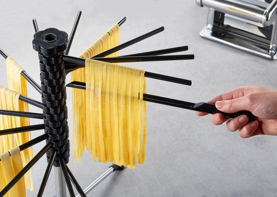 GEFU Pastadroger DIVERSO 16 armen à 20 cm geïntegreerde transportstang roestvrij staal kunststof - Foto 2