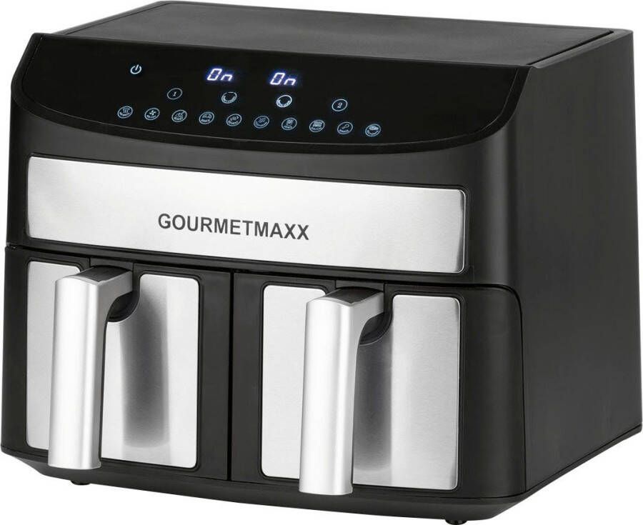Merk: GOURMETmaxx Gourmet Maxx Hetelucht friteuse dubbele kamer 7l 2400 W zwart - Foto 1