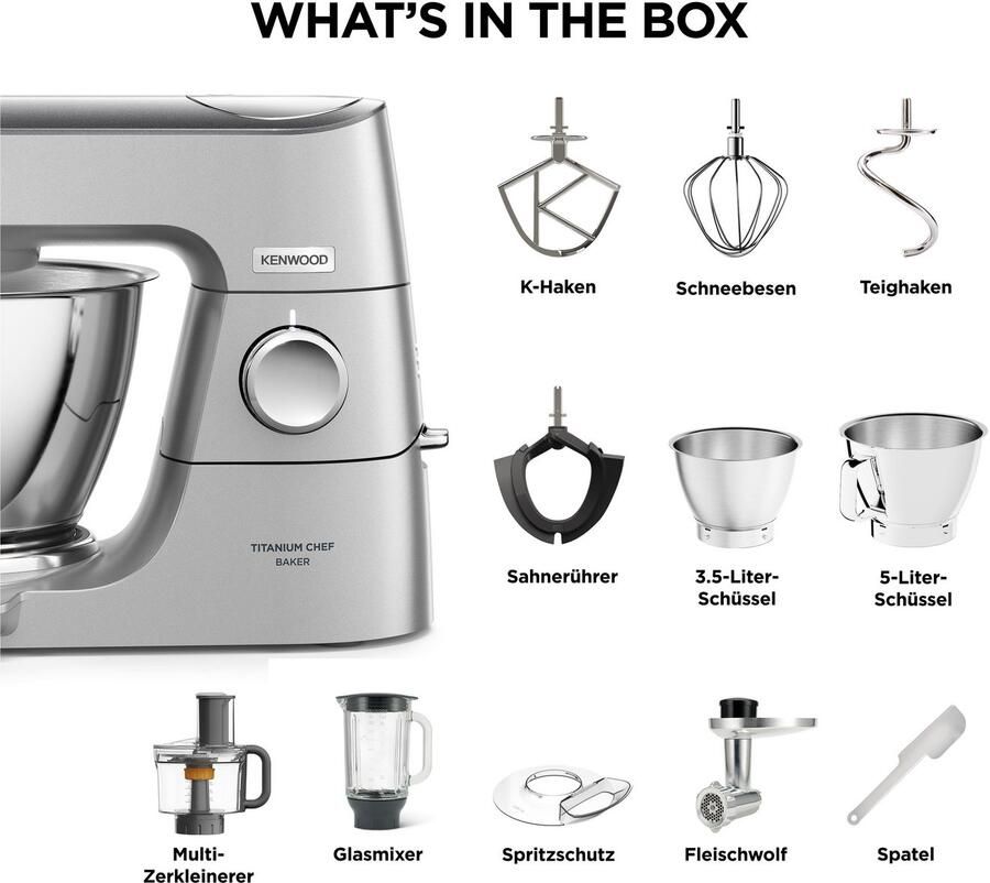 Kenwood Keukenmachine Titanium Chef Baker KVC85.594SI incl. uitgebreide accessoires met geïntegreerde easyweigh weegschaal - Foto 7
