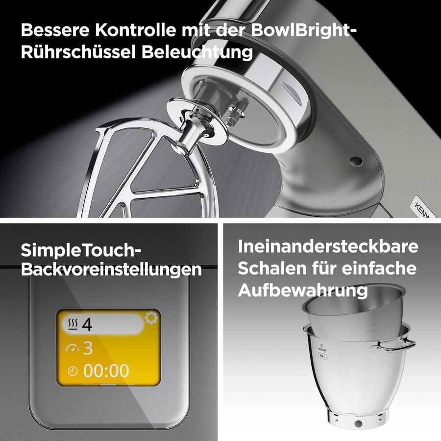 Kenwood Keukenmachine Titanium Chef Patissier XL KWL90.594SI Warmtefunctie extra 5 l kom incl. uitgebreide accessoires - Foto 3