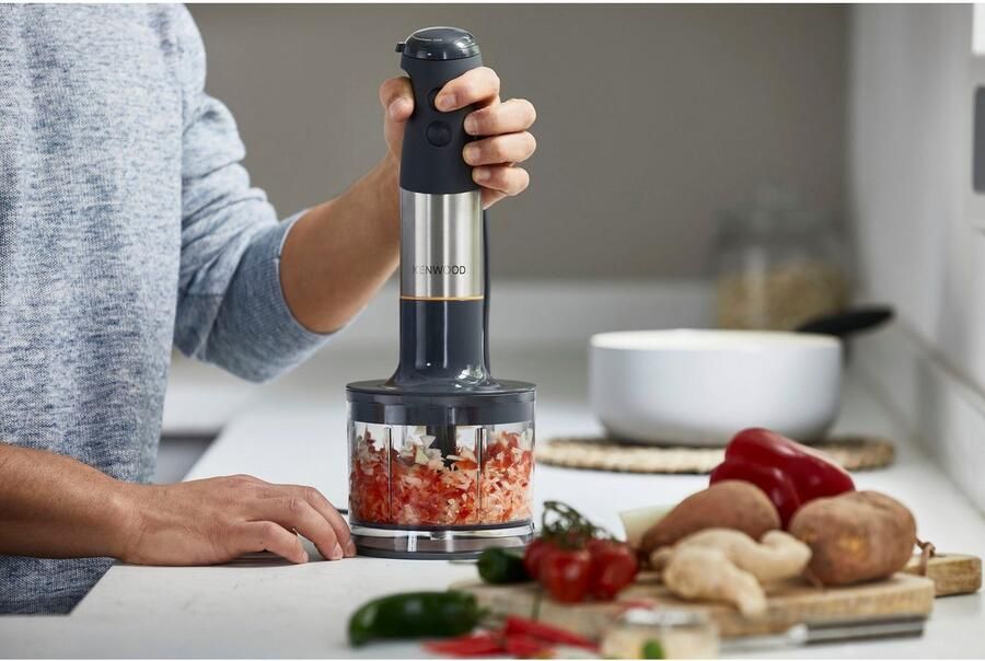 Kenwood Staafmixer HBM60.307GY Triblade XL+ incl. hakmolen aardappelstamper maatbeker en garde - Foto 4
