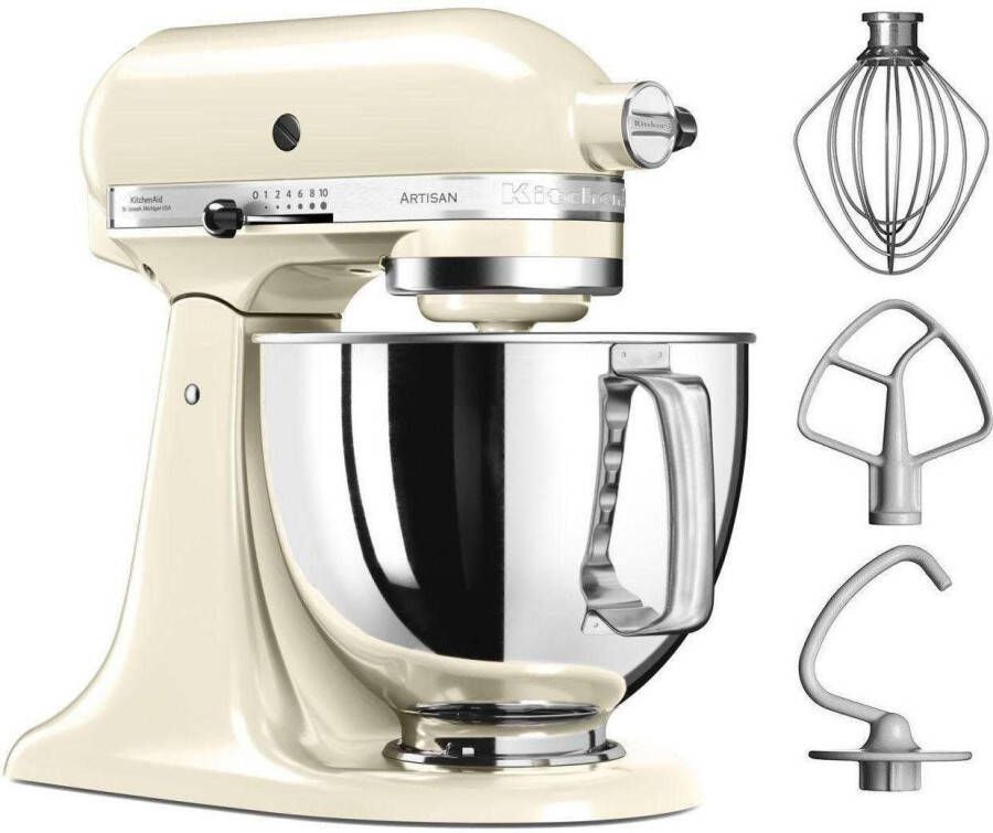 KitchenAid Keukenmachine Artisan Keukenrobot met 3 accessoires en kom van 4 8 L uit roestvrij staal 300 W Crème - Foto 3