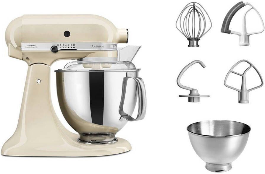 KitchenAid keukenmachine Artisan Keukenrobot met 5 accessoires en 2 mengkommen 300 W 3 L en 4 8 L Almond Cream - Foto 2
