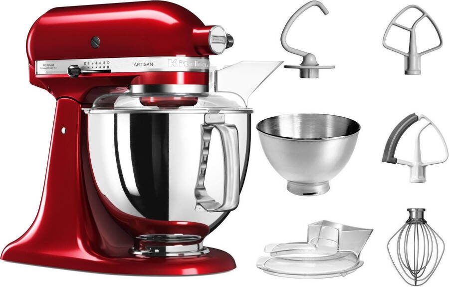 KitchenAid keukenmachine Artisan Keukenrobot met 5 accessoires en 2 mengkommen 300 W 3 L en 4 8 L Appelrood - Foto 2