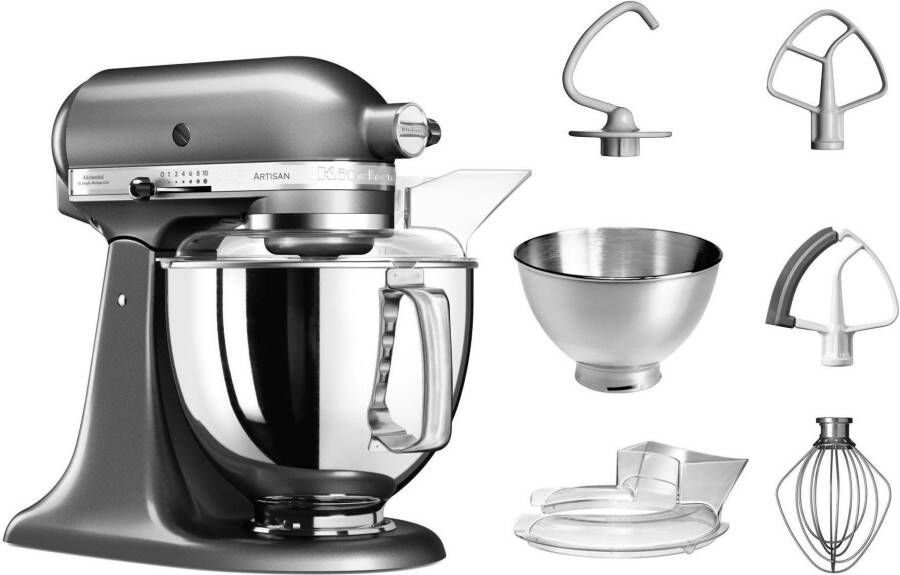 KitchenAid keukenmachine Artisan Keukenrobot met 5 accessoires en 2 mengkommen 300 W 3 L en 4 8 L Tingrijs - Foto 2
