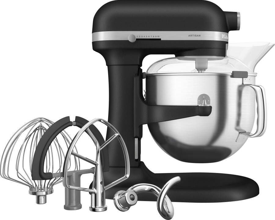 KitchenAid Artisan Standmixer met in Hoogte Verstelbare Kom Krachtig stil 11 snelheden roestvrijstalen accessoires en capaciteit van 6 6L Vulkaanzwart