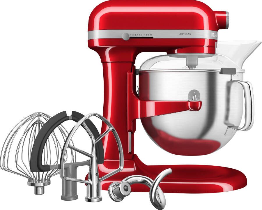 KitchenAid Artisan Standmixer met in Hoogte Verstelbare Kom Krachtig stil 11 snelheden roestvrijstalen accessoires en capaciteit van 6 6L Appelrood