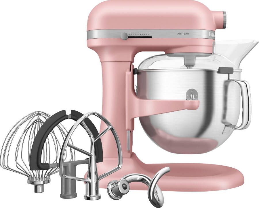 KitchenAid Artisan Standmixer met in Hoogte Verstelbare Kom Krachtig stil 11 snelheden roestvrijstalen accessoires en capaciteit van 6 6L Dried Rose