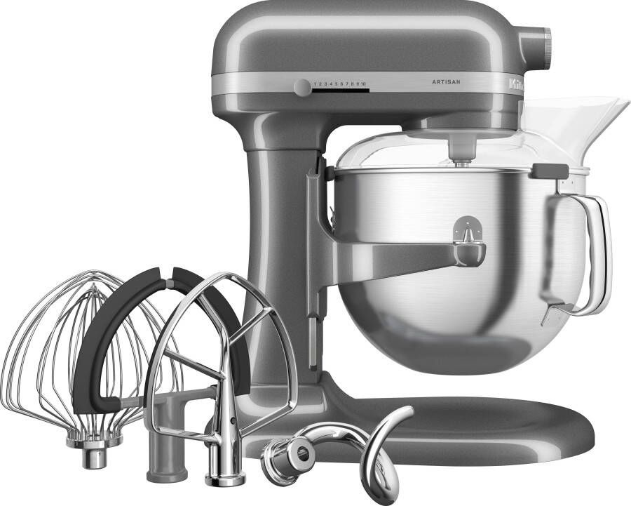 KitchenAid Artisan Standmixer met in Hoogte Verstelbare Kom Krachtig stil 11 snelheden roestvrijstalen accessoires en capaciteit van 6 6L Tingrijs
