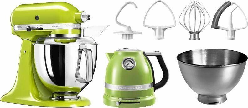 KitchenAid Keukenmachine Artisan met gratis waterkoker 2e kom flexibele garde (waarde ca. € 307 -)