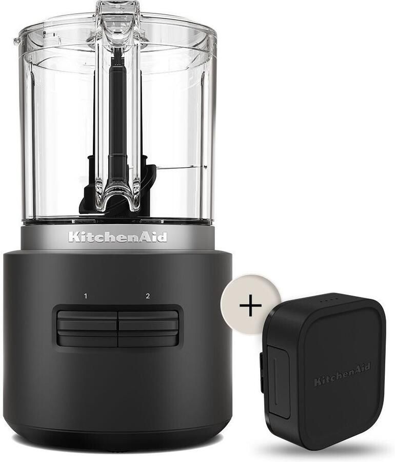 KitchenAid Go Draadloze hakmolen met batterij Inbegrepen mengkom van 1 18 L garde en roestvrijstalen mes 2 snelheden en pulse-modus Matt Zwart - Foto 4