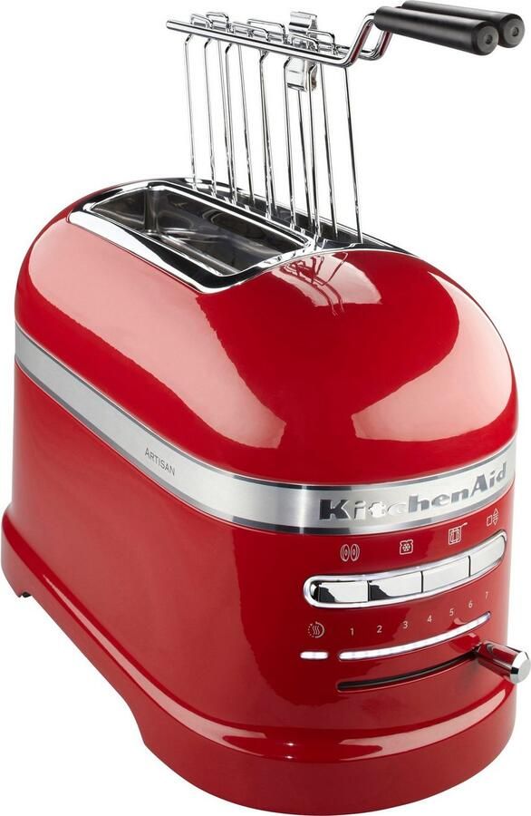 KitchenAid Broodrooster Artisan Toaster voor 2 sneden met tostiklem en verwijderbaar kruimelbakje 7 bruiningsniveaus en bagelfunctie Retro design Keizerrood - Foto 3