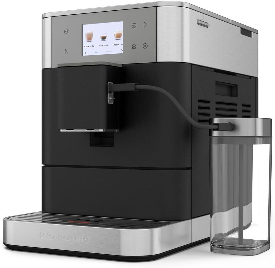 KitchenAid Volautomatische Espressomachine KF7 Touchscreen 20+ receptopties automatische melkopschuimer en reinigingscyclus 2 kopjes tegelijk vullen Vulkaanzwart